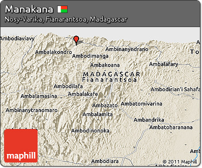 Shaded Relief Panoramic Map of Manakana