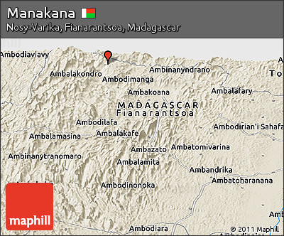 Shaded Relief Panoramic Map of Manakana