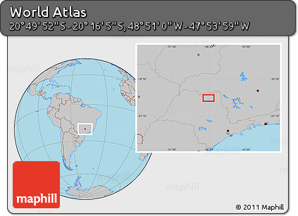 Gray Location Map of the Area around 20° 32' 59" S, 48° 22' 30" W