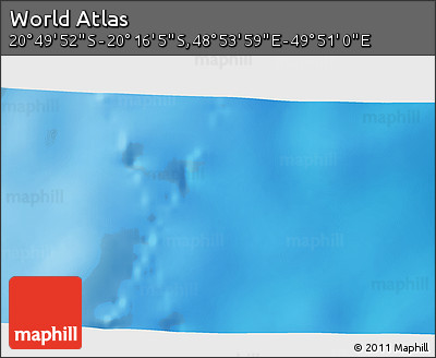Physical 3D Map of the Area around 20° 32' 59" S, 49° 22' 30" E