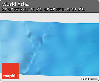 Physical 3D Map of the Area around 20° 32' 59" S, 49° 22' 30" E