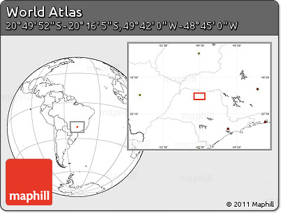 Blank Location Map of the Area around 20° 32' 59" S, 49° 13' 30" W