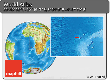 Physical Location Map of the Area around 20° 32' 59" S, 4° 19' 30" E