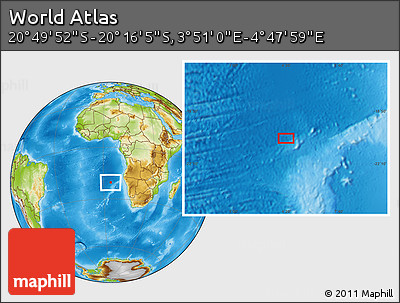 Physical Location Map of the Area around 20° 32' 59" S, 4° 19' 30" E