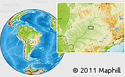 Physical Location Map of the area around 20° 32' 59" S, 50° 55' 29" W