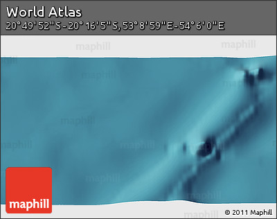 Satellite 3D Map of the Area around 20° 32' 59" S, 53° 37' 30" E