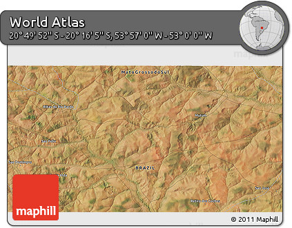 Satellite 3D Map of the Area around 20° 32' 59" S, 53° 28' 30" W