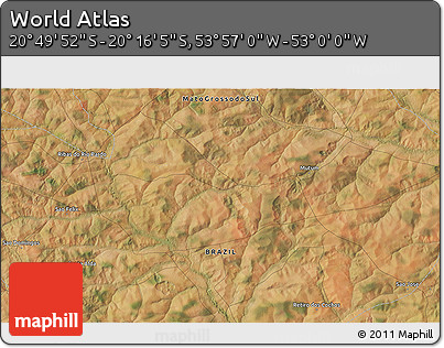 Satellite 3D Map of the Area around 20° 32' 59" S, 53° 28' 30" W