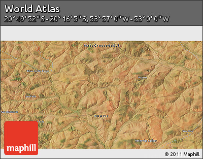 Satellite 3D Map of the Area around 20° 32' 59" S, 53° 28' 30" W
