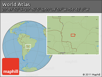 Savanna Style Location Map of the Area around 20° 32' 59" S, 55° 10' 29" W