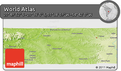 Physical Panoramic Map of the Area around 20° 32' 59" S, 55° 10' 29" W