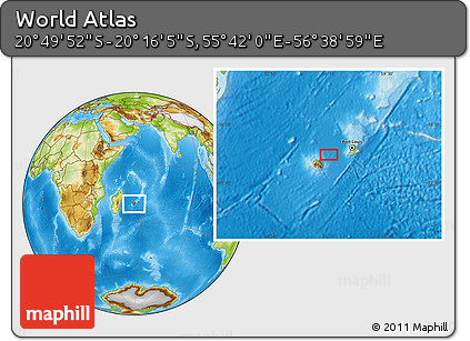 Physical Location Map of the Area around 20° 32' 59" S, 56° 10' 29" E