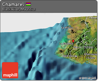 Satellite 3D Map of Chamarel