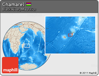 Shaded Relief Location Map of Chamarel