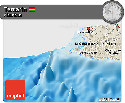 Shaded Relief Panoramic Map of Tamarin