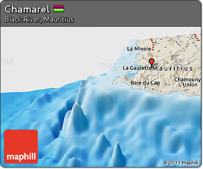 Shaded Relief Panoramic Map of Chamarel