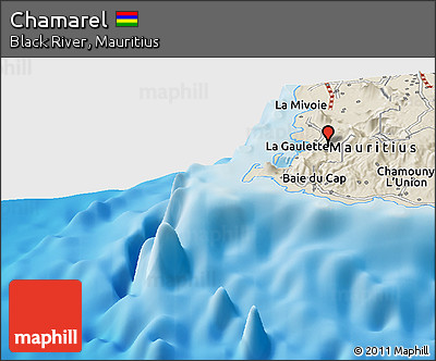 Shaded Relief Panoramic Map of Chamarel