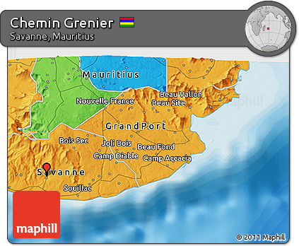 Political 3D Map of Chemin Grenier