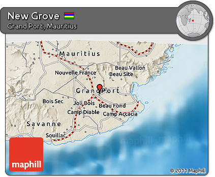 New Grove Mauritius Map Free Shaded Relief 3D Map Of New Grove