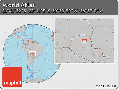 Gray Location Map of the Area around 20° 32' 59" S, 59° 25' 29" W