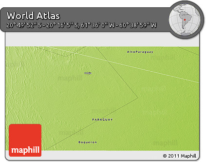 Physical 3D Map of the Area around 20° 32' 59" S, 61° 7' 30" W
