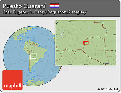 Savanna Style Location Map of Puesto Guaraní