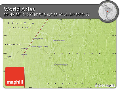 Physical Map of the Area around 20° 32' 59" S, 61° 58' 30" W