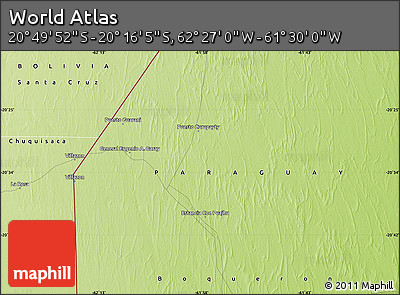 Physical Map of the Area around 20° 32' 59" S, 61° 58' 30" W
