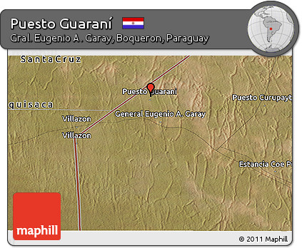 Satellite Panoramic Map of Puesto Guaraní