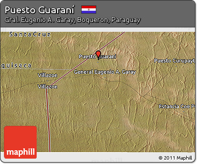 Satellite Panoramic Map of Puesto Guaraní