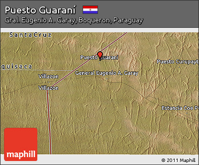 Satellite Panoramic Map of Puesto Guaraní