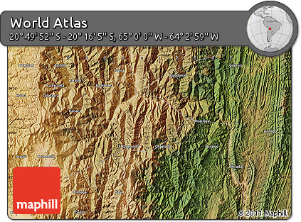 Satellite Map of the Area around 20° 32' 59" S, 64° 31' 30" W