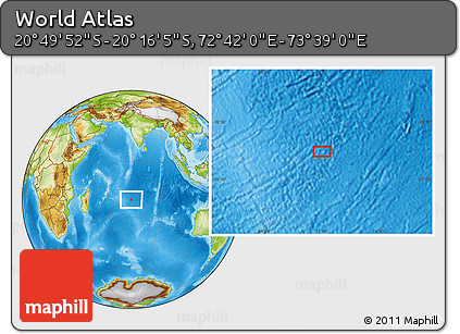 Physical Location Map of the Area around 20° 32' 59" S, 73° 10' 30" E