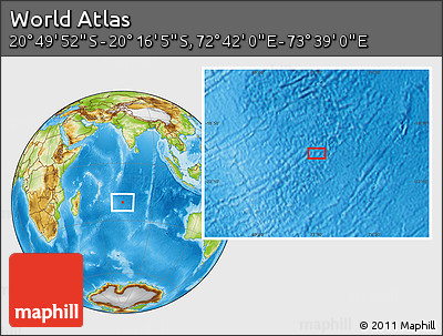 Physical Location Map of the Area around 20° 32' 59" S, 73° 10' 30" E