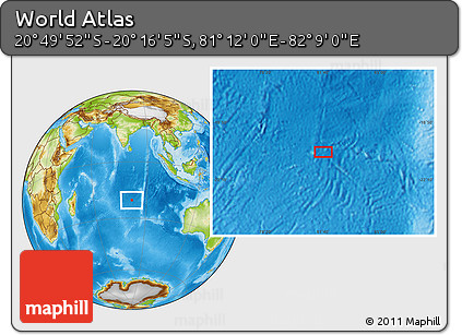 Physical Location Map of the Area around 20° 32' 59" S, 81° 40' 30" E
