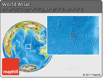 Physical Location Map of the Area around 20° 32' 59" S, 81° 40' 30" E