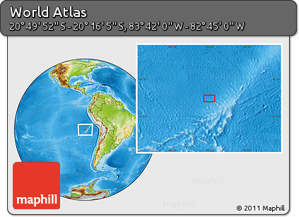 Physical Location Map of the Area around 20° 32' 59" S, 83° 13' 29" W