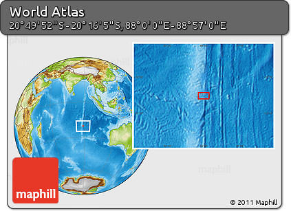 Physical Location Map of the Area around 20° 32' 59" S, 88° 28' 29" E
