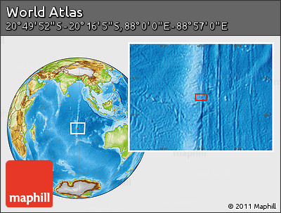 Physical Location Map of the Area around 20° 32' 59" S, 88° 28' 29" E