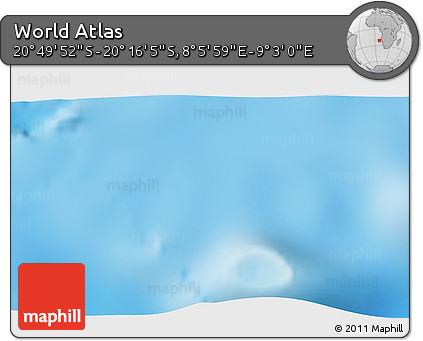Physical 3D Map of the Area around 20° 32' 59" S, 8° 34' 29" E