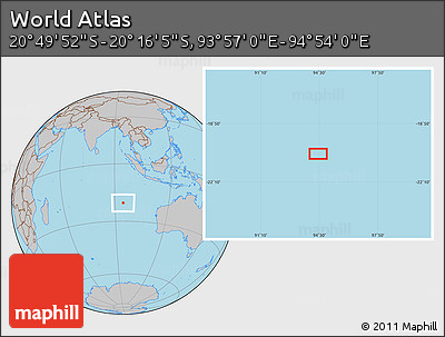 Gray Location Map of the Area around 20° 32' 59" S, 94° 25' 30" E