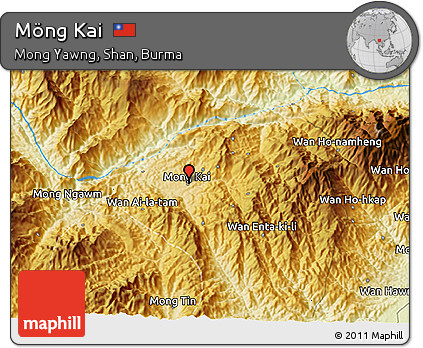Physical 3D Map of Möng Kai