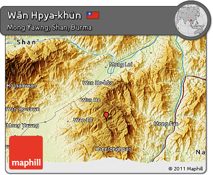 Physical 3D Map of Wān Hpya-khün