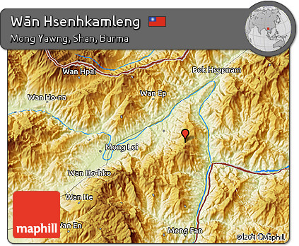 Physical 3D Map of Wān Hsenhkamleng