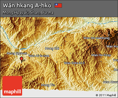 Physical 3D Map of Wān Hkang A-hkö
