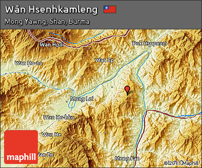 Physical 3D Map of Wān Hsenhkamleng