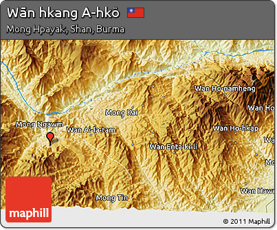 Physical 3D Map of Wān Hkang A-hkö