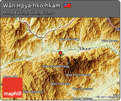Physical 3D Map of Wān Hpya-hko-hkam