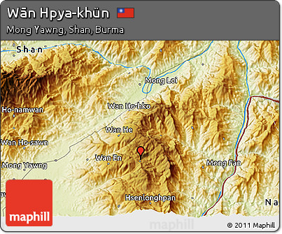 Physical 3D Map of Wān Hpya-khün