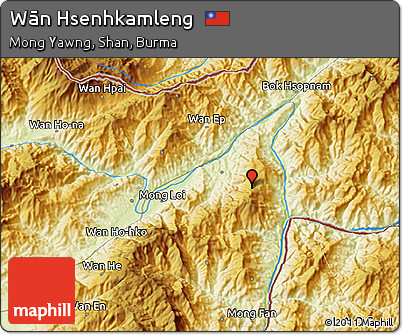 Physical 3D Map of Wān Hsenhkamleng
